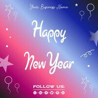 Happy new year social media post template design with social media icon photo