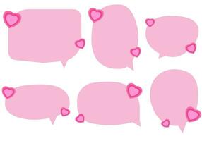 Set pink valentines day speech bubbles on white background. vector