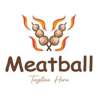 meatball logo design illustration template for Asian food, processed meat, restaurant, business vector