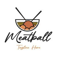 meatball logo design illustration template for Asian food, processed meat, restaurant, business vector