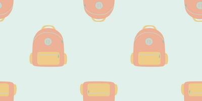 Hand drawn backpack or School bag seamless pattern. Vector flat or cartoon illustration. Ideal for fabric, Wrapping paper, t-shirt, textile, poster, card, scrapbooking, wallpaper or background.