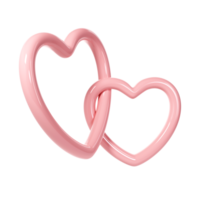 3d two pink glossy heart love frames on white background. Suitable for Valentine day, Mother day, Women day, wedding, sticker, greeting card. February 14th png