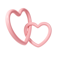 3d dois Rosa lustroso coração amor quadros em branco fundo. adequado para namorados dia, mãe dia, mulheres dia, casamento, adesivo, cumprimento cartão. fevereiro 14º png