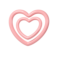 3d two pink glossy heart love frames on white background. Suitable for Valentine day, Mother day, Women day, wedding, sticker, greeting card. February 14th png