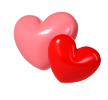 3d Rosa und rot glänzend Liebe Herzen auf Weiß Hintergrund. geeignet zum Valentinstag Tag, Mutter Tag, Frauen Tag, Hochzeit, Aufkleber, Gruß Karte. Februar 14 .. png