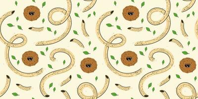 Seamless pattern with pasta and meatballs. Vector abstract background with meatball character and pasta . Italian Cuisine.