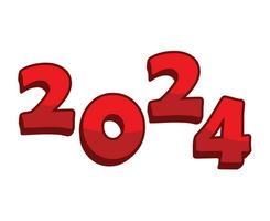 2024 contento nuevo año resumen rojo gráfico diseño vector logo símbolo ilustración