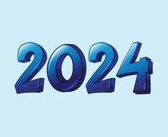 2024 Happy New Year Abstract Blue Graphic Design Vector Logo Symbol Illustration With Cyan Background