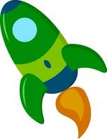 A green rocket in space vector or color illustration