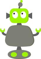 Cartoon of a green and grey robot looks cute vector or color illustration