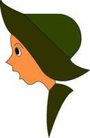 A little boy with his mouth opened is dressed in a green costume vector or color illustration