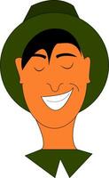 A happy man with a green cap vector or color illustration