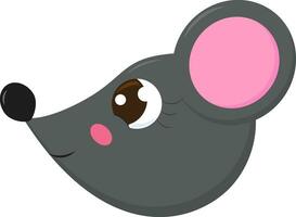 The side face of a cute little cartoon grey-colored mouse vector or color illustration