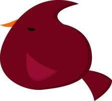 A beautiful maroon-colored bird with an orange nose vector or color illustration