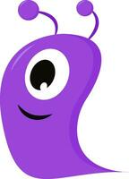 One-eyed smiling purple blob monster vector illustration on white background