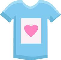 Blue sleeveless shirt with heart illustration  color  vector on white background