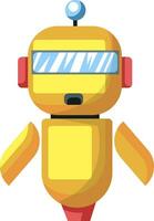 Yellow cartoon robot vector illustration on white background.