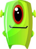 One eyed green monster illustration vector on white background