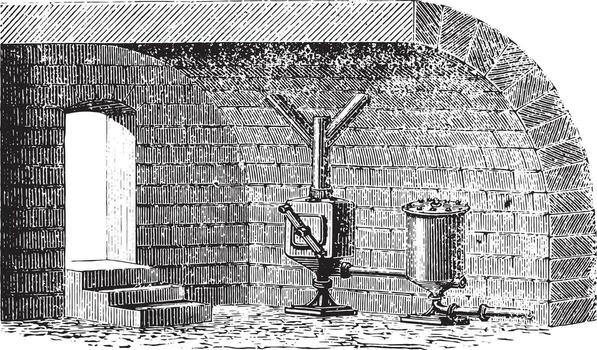 Installation in a building of the receiver and the spillway Ber vector