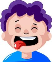 Boy with curly purple hair is craving some food illustration vector on white background