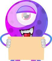 Monster holding a piece of paper with both hands illustration vector on white background