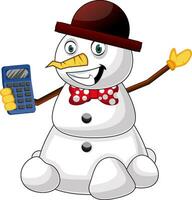 Snowman with digitron illustration vector on white background