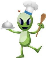 Alien chef, illustration, vector on white background.