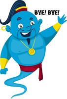 Genie saying bye, illustration, vector on white background.