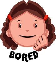 Bored girl, illustration, vector on white background.