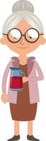 Granny with juice, illustration, vector on white background.