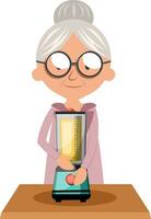 Granny mixing, illustration, vector on white background.