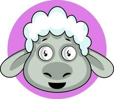 Little cartoon grey sheep vector illustration on white background