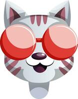 Cartoon cat with red sunglasses vector illustartion on white background