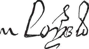 firma de Luis xi, Rey de Francia 1423-1483, Clásico grabado. vector