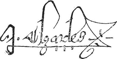 firma de Charles v, Rey de Francia, 1337-1380, Clásico grabado. vector