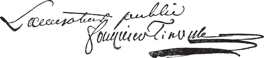 Signature of Antoine Quentin Fouquier de Tinville 1747-1795, vintage engraving. vector