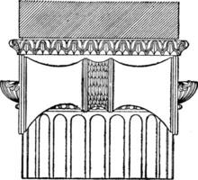 Greek Ionic Order Side View, Samos,  vintage engraving. vector