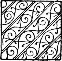 Bendy with Scrollwork Damaskeening are used in heraldry, vintage engraving. vector
