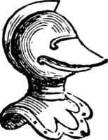 Closed Helmet Direct seen in profile is appropriated to esquires, vintage engraving. vector