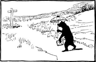 Reynard the Fox Bruin the Bear, vintage illustration vector