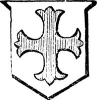 Cross Patonce used as a charge in a coat of arms, vintage engraving. vector