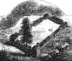 Boone's Fort,vintage illustration vector