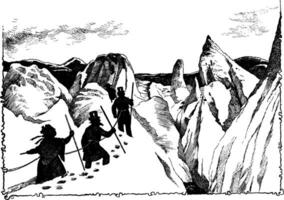 Group Hiking, vintage illustration vector