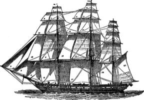 Ship Sails, vintage illustration. vector