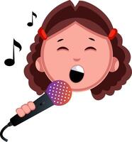 Girl with microphone, illustration, vector on white background.