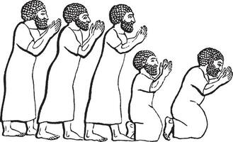 Men Bowing, vintage illustration vector