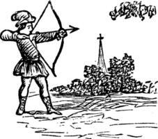 hombre con arco y flecha, Clásico ilustración vector