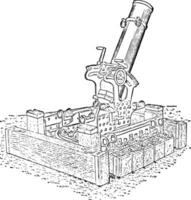 240 mm Trench Mortar, vintage illustration. vector