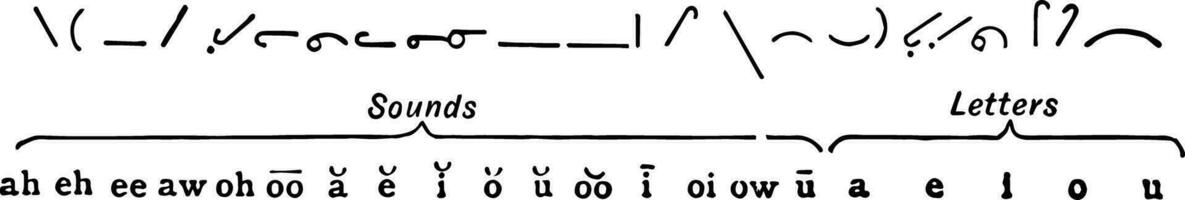 Towndrow system of shorthand, vintage illustration. vector