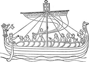 Norman Ship, vintage illustration. vector